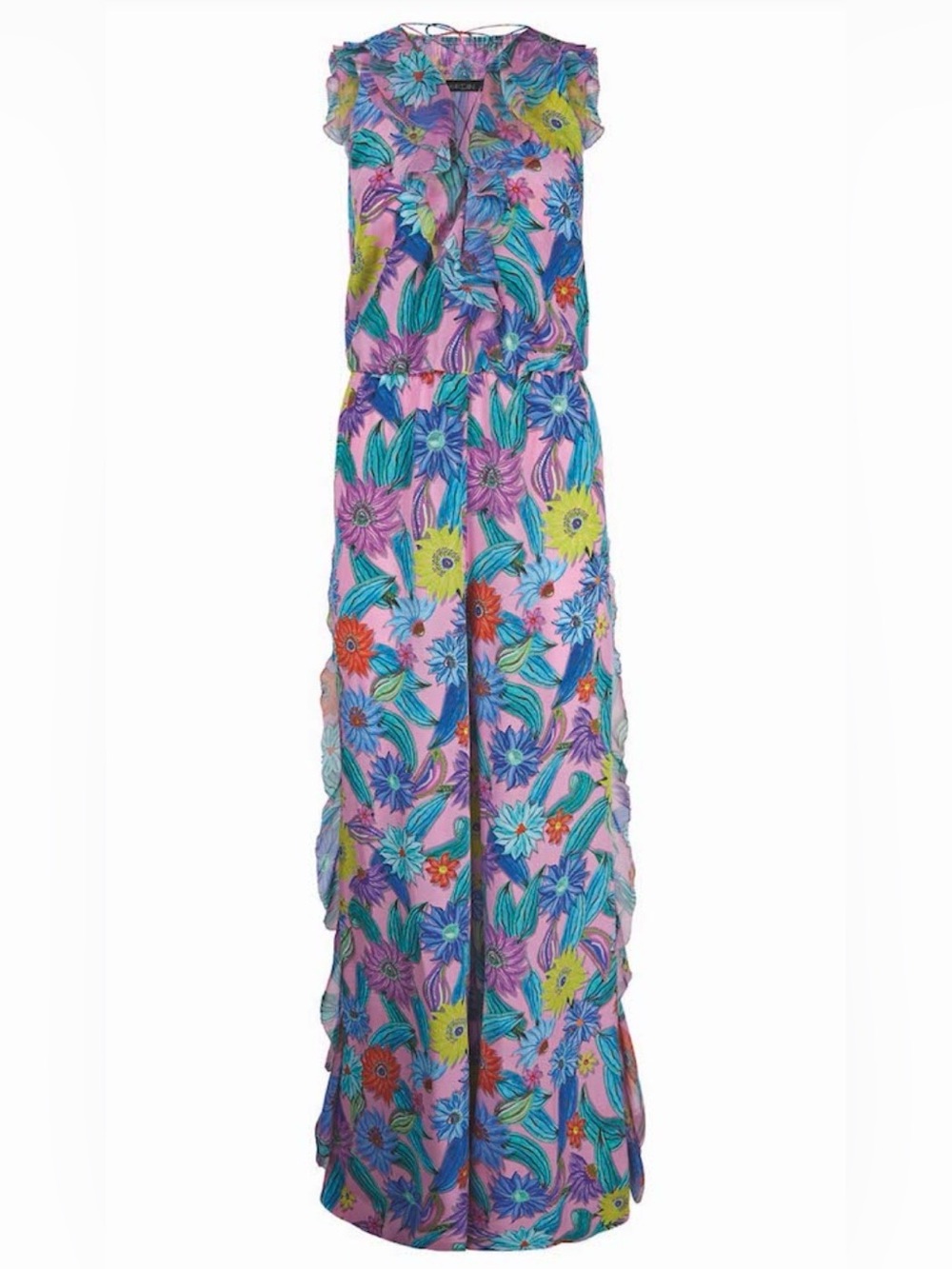 Marc Cain Multicolor Floral Silk Wide-Leg Jumpsuit